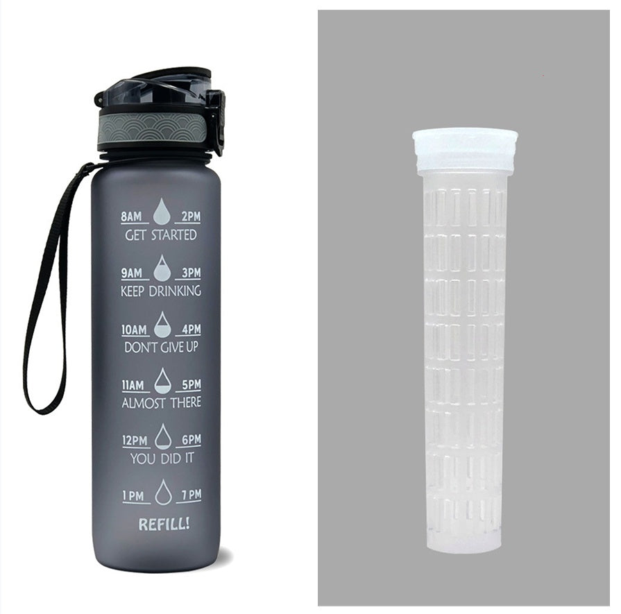 1L Tritan Water Bottle With Time Marker Bounce Cover Motivational Water Bottle For Sports Fitness Bottles