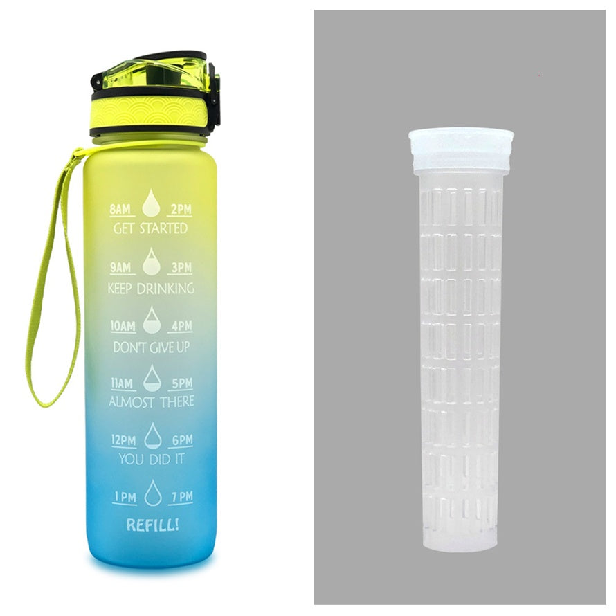 1L Tritan Water Bottle With Time Marker Bounce Cover Motivational Water Bottle For Sports Fitness Bottles